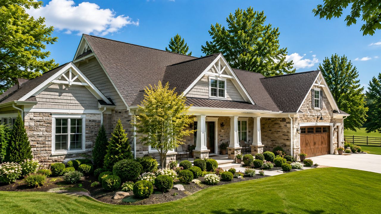 A craftsman home with a restored asphalt shingle roof
